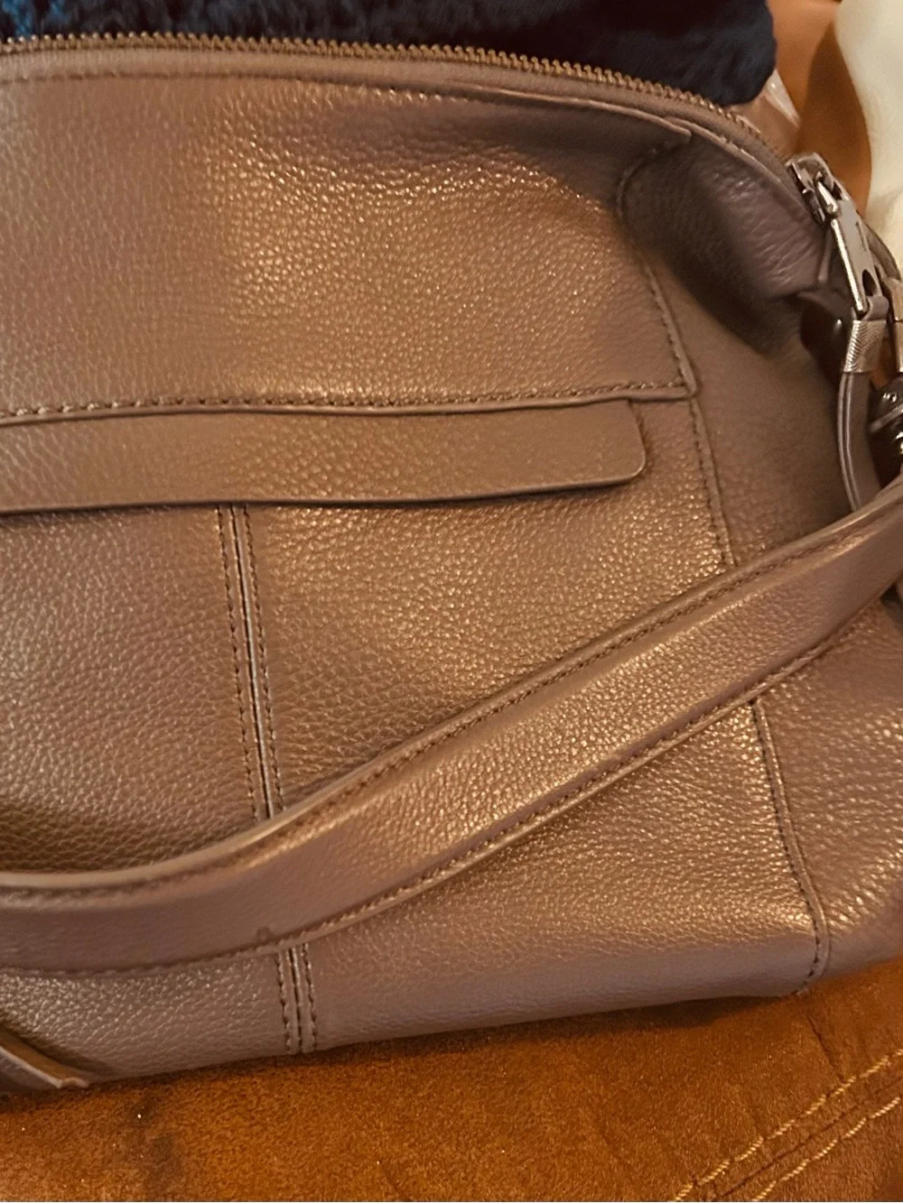 Grey Leather Tassel Women’s Bag